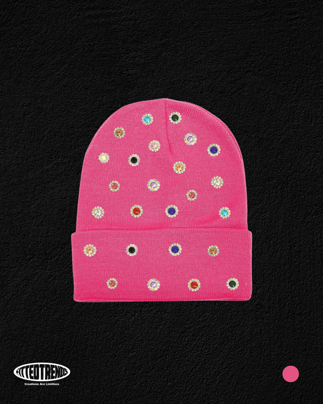 Pink Rhinestone Beanie